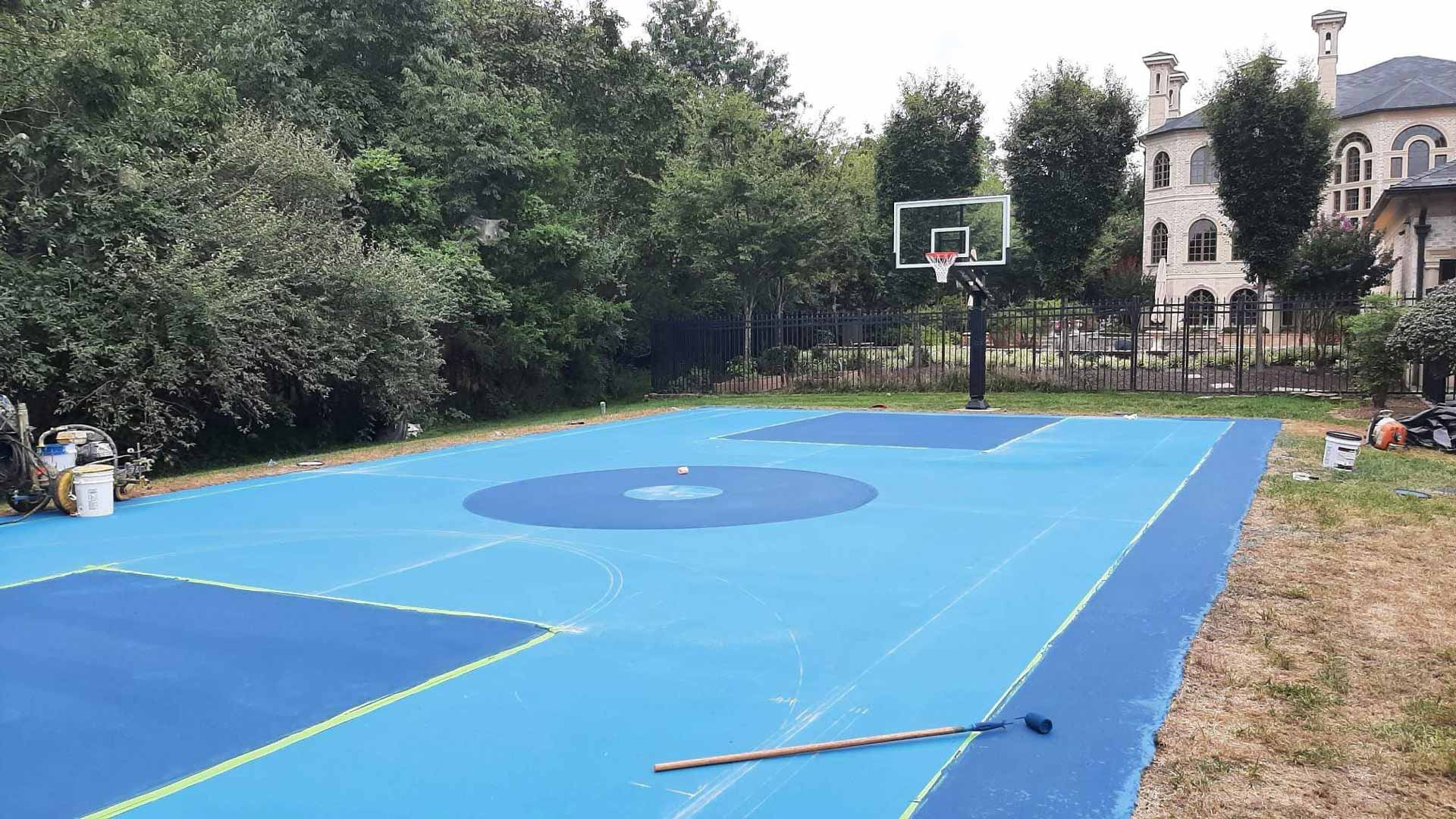 Newly paved private basketball court
