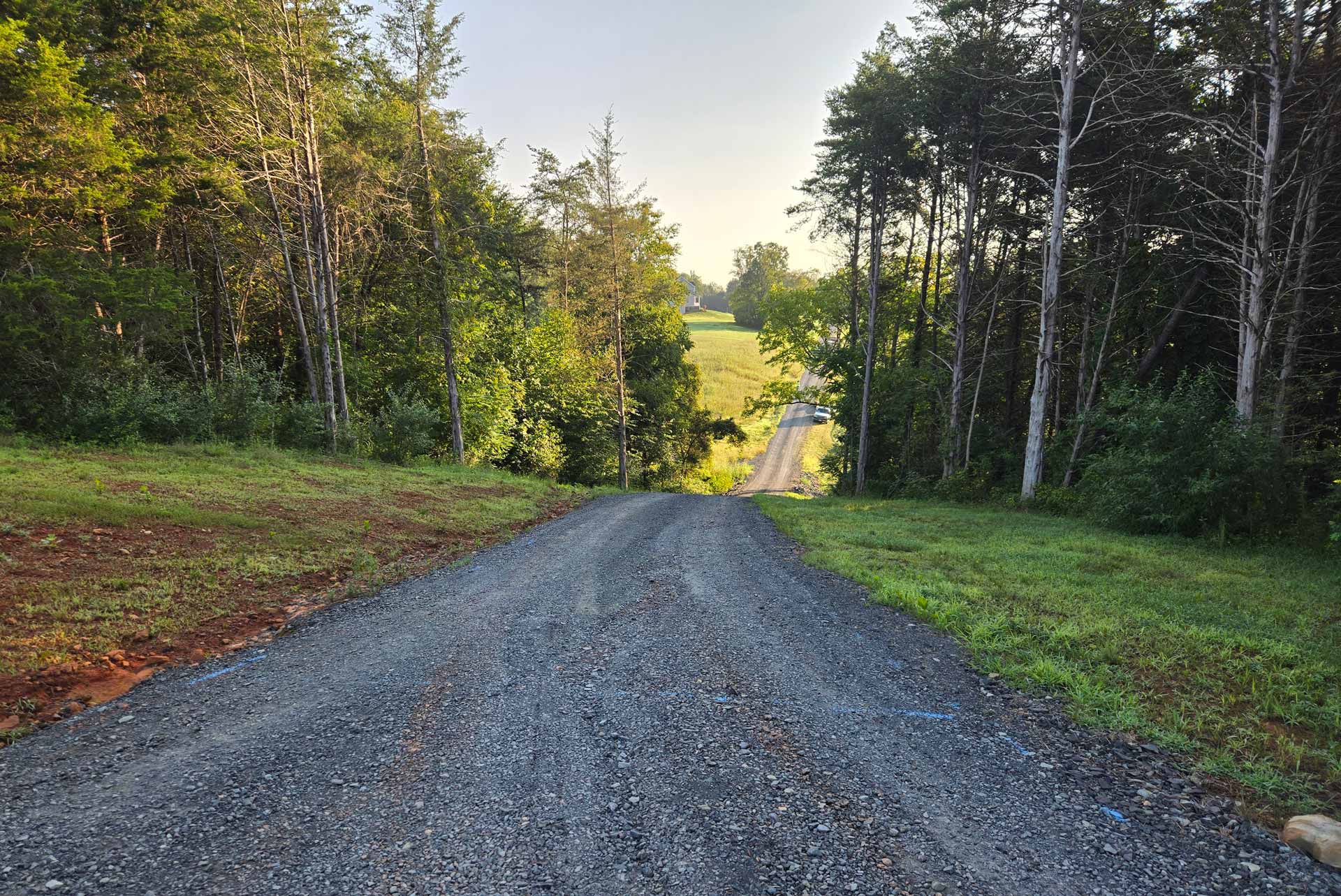 Long gravel driveway