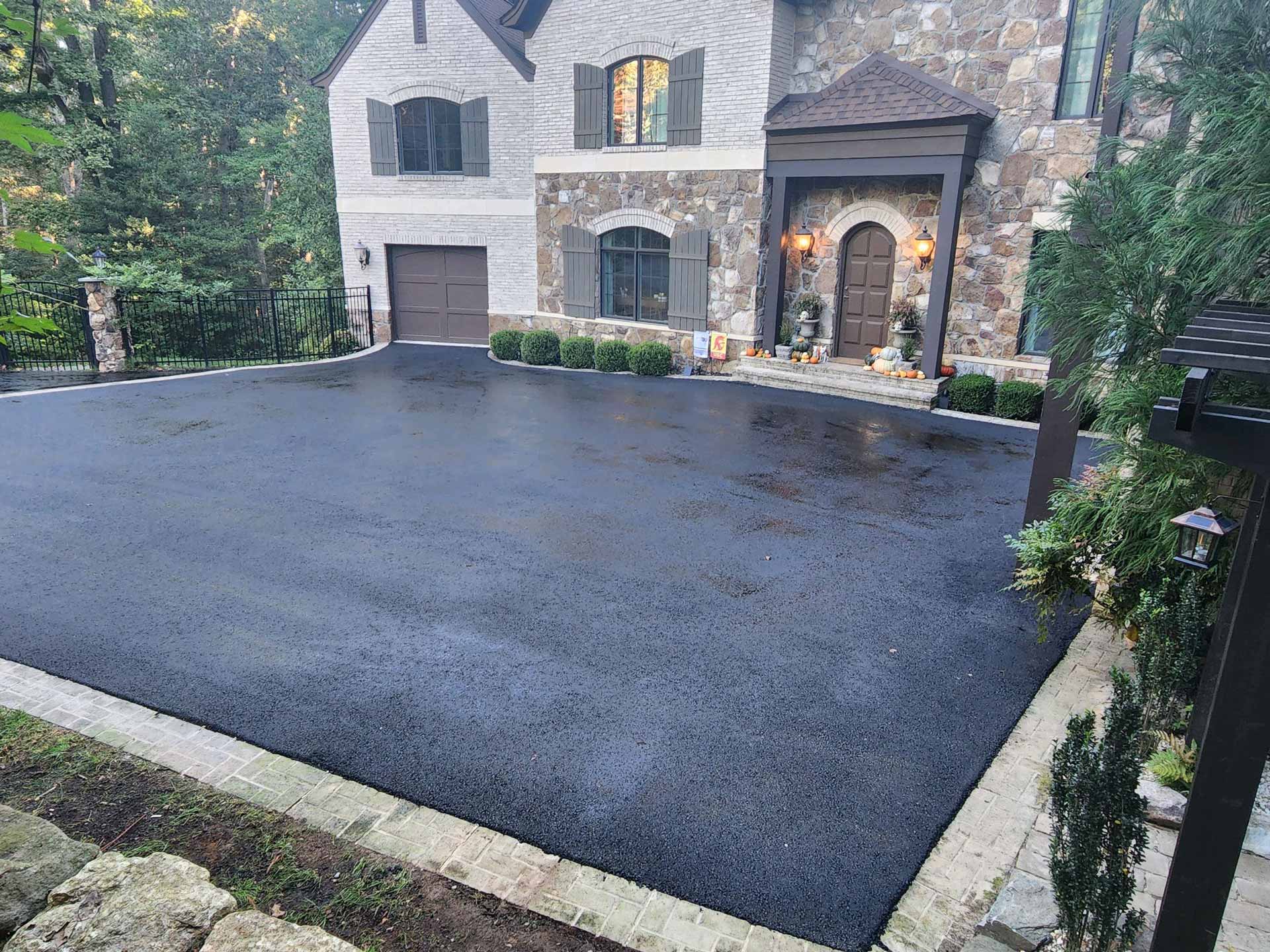 Newly sealcoated driveway