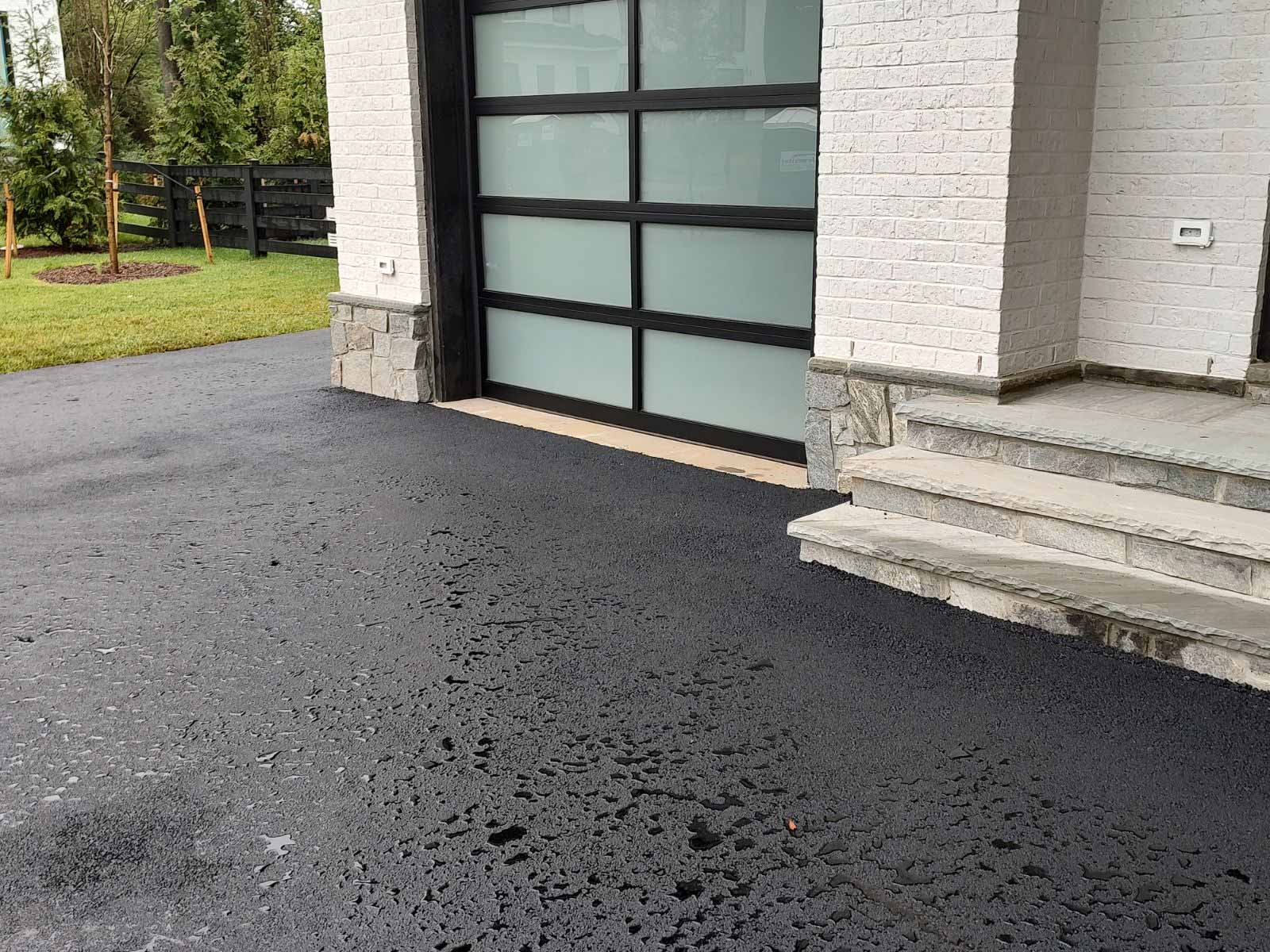 Newly sealcoated driveway