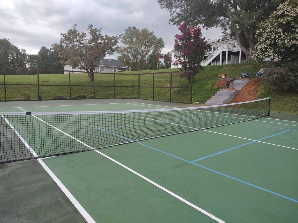 Newly paved tennis court